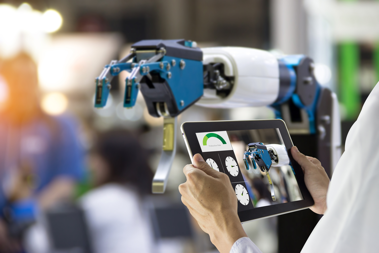 Brazo robótico industrial controlado por tablet
