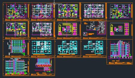 Planos de distribución del edificio de apartamentos de 7 plantas Plantilla CAD DWG