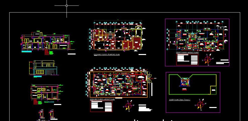 Plano de distribución del bungalow con todos los detalles Plantilla CAD DWG
