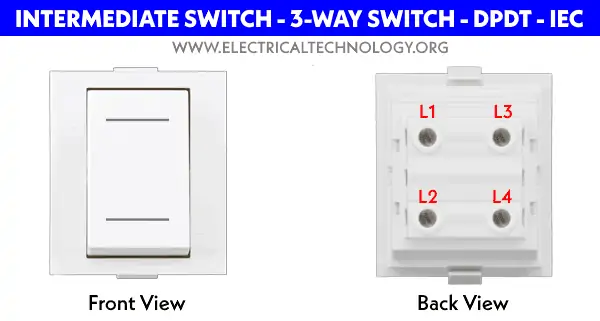 Interruptor intermedio - Interruptor de 3 vías - DPDT - Reino Unido - IEC