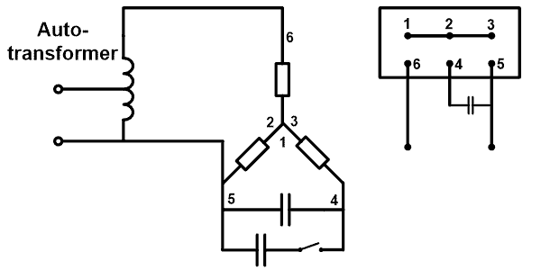Método de convertidor de fase estático o método de cambio de fase o método de rebobinado para operar un motor trifásico desde una fuente de alimentación monofásica