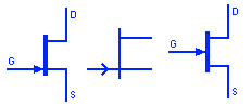 Símbolo de canal N del transistor JFET