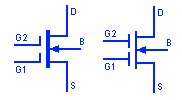 Símbolo de MOSFET de agotamiento de doble puerta