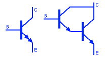 Símbolo de par de transistores darlington NPN