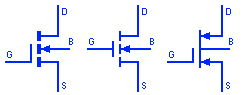 MOSFET de tipo mejorado con símbolo a granel