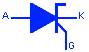 Tiristor de conducción inversa con símbolo de compuerta catódica