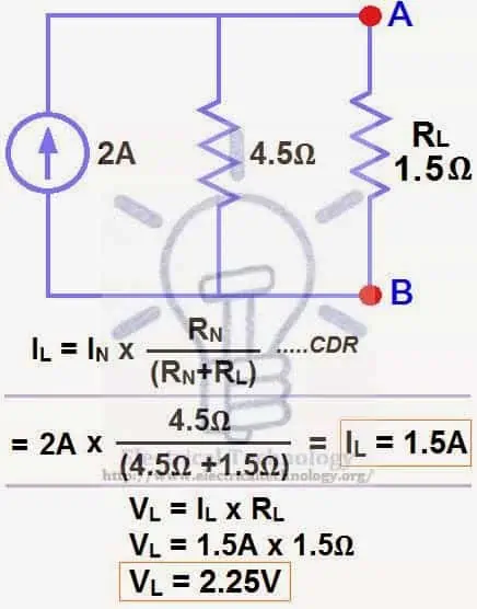 Encuentre la corriente de carga y el voltaje de carga del teorema de Norton 