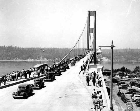 Estructura del puente Tacoma Narrows antes de su colapso