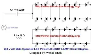 Lámpara de noche LED principal de 230 V CA