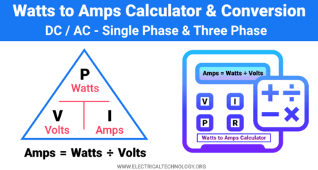 Calculadora y convertidor de vatios a amperios - CC/CA (monofásica y trifásica)