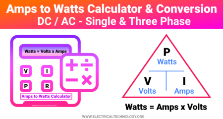 Conversión de amperios a vatios - CC/CA (1 y 3 fases)