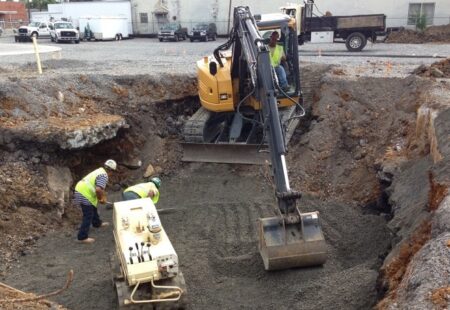 Excavación, construcción, medidas de seguridad, drenaje para trabajos de cimentación