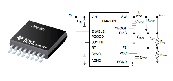 Convertidor reductor síncrono de 3,5 V a 60 V, 1 A