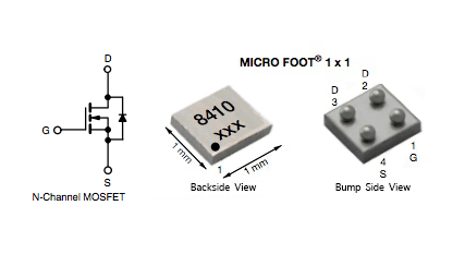 MOSFET a escala de chip de 20 V para aplicaciones ultraportátiles