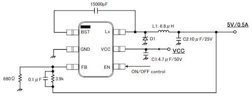 Regulador reductor con MOSFET de potencia incorporado