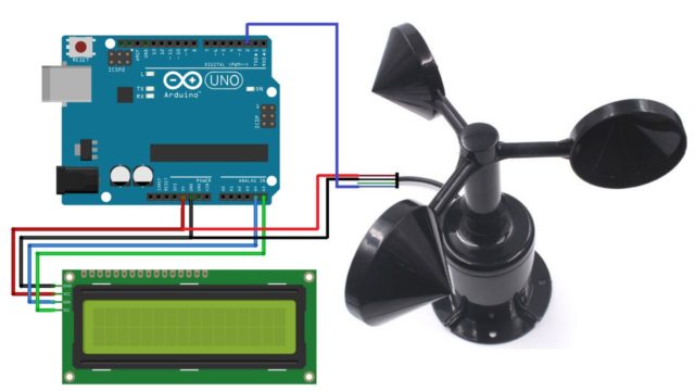 Interfaz entre anemómetro (salida de pulso NPN) y Arduino