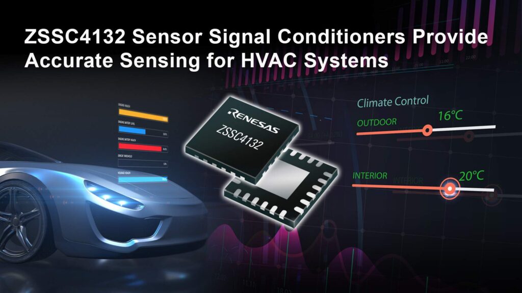 Renesas anuncia un acondicionador de señal de sensor de interfaz LIN integrado para sistemas HVAC de vehículos eléctricos e híbridos
